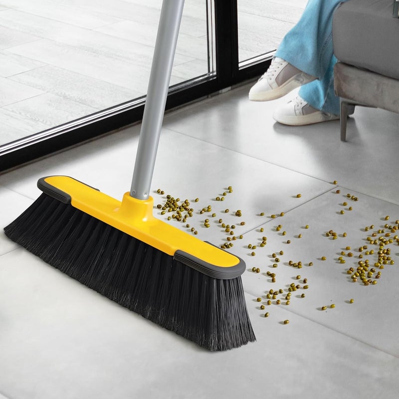 TrueYee Yellow Indoor Broom 54" Long Handle House Brooms for Floor Cleaning Sweeping Broom for Kitchen, Garage, Lobby, Patio and Garden - Image 4